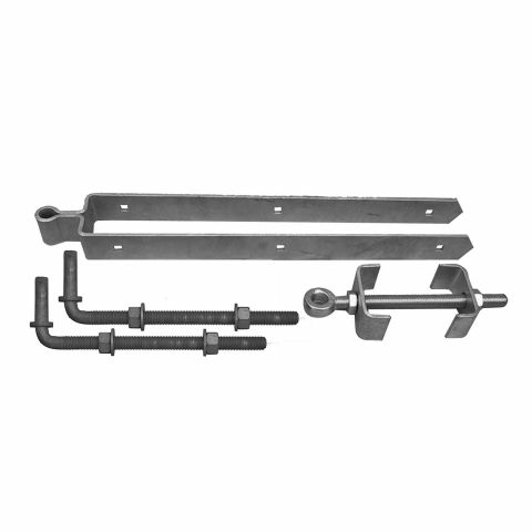 Snug Cottage Hardware Heavy Duty Central Eye Double Strap Hinge Hardware Sets - 3" Thick Gates - Includes 12" Adjustable Pins 