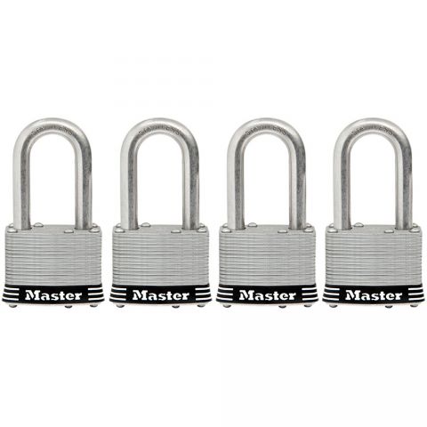 Master Lock 1-3/4" Laminated Stainless Steel Pin Tumbler Padlock, 4-pack