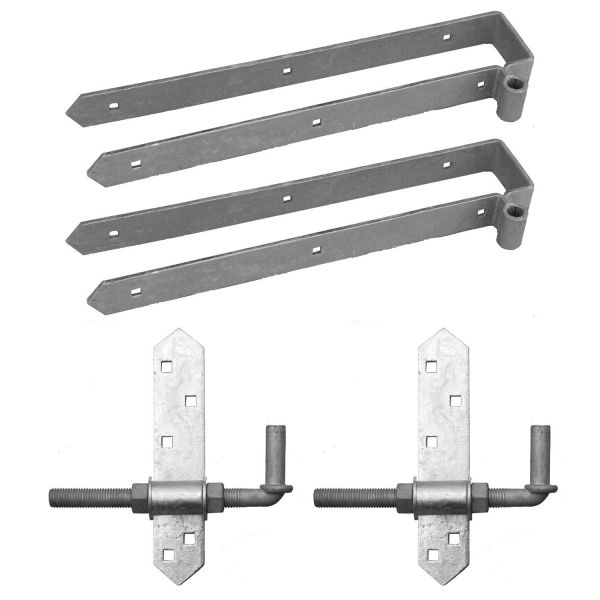 Heavy Duty Rear Eye Double Strap Hinge Hardware Sets - 3 Thick Gates -  Includes 6 Adjustable Pins