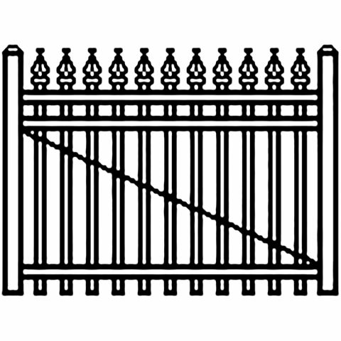 Jerith Industrial Aluminum Single Driveway Gate - Style #I111 w/Finials