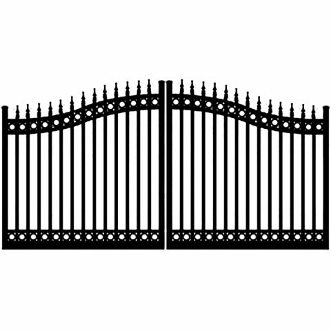 Ideal #8630 Aluminum Double Swing Gate, with Finials and Top & Bottom Rings