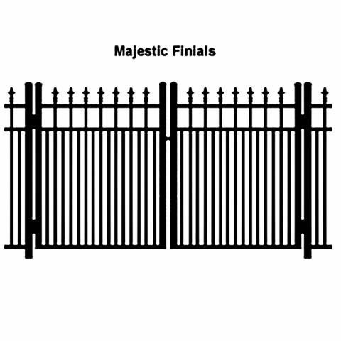 Ideal Finials #600MD Aluminum Double Swing Gate - Modified Double Picket