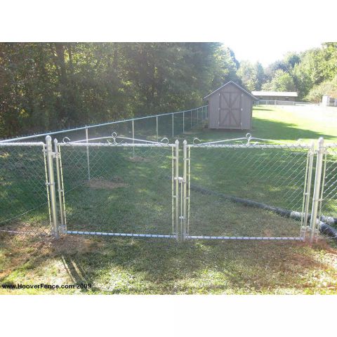 Hoover Fence Residential Chain Link Fence Double Swing Gates - 1-3/8" Galvanized Frame