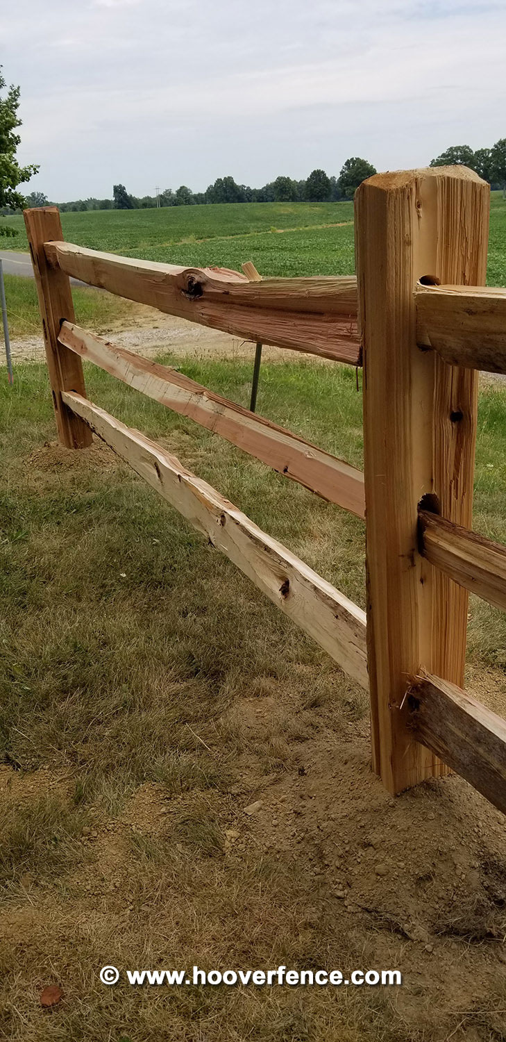 Western Red Cedar Split Rail Fence - Jumbo Grade